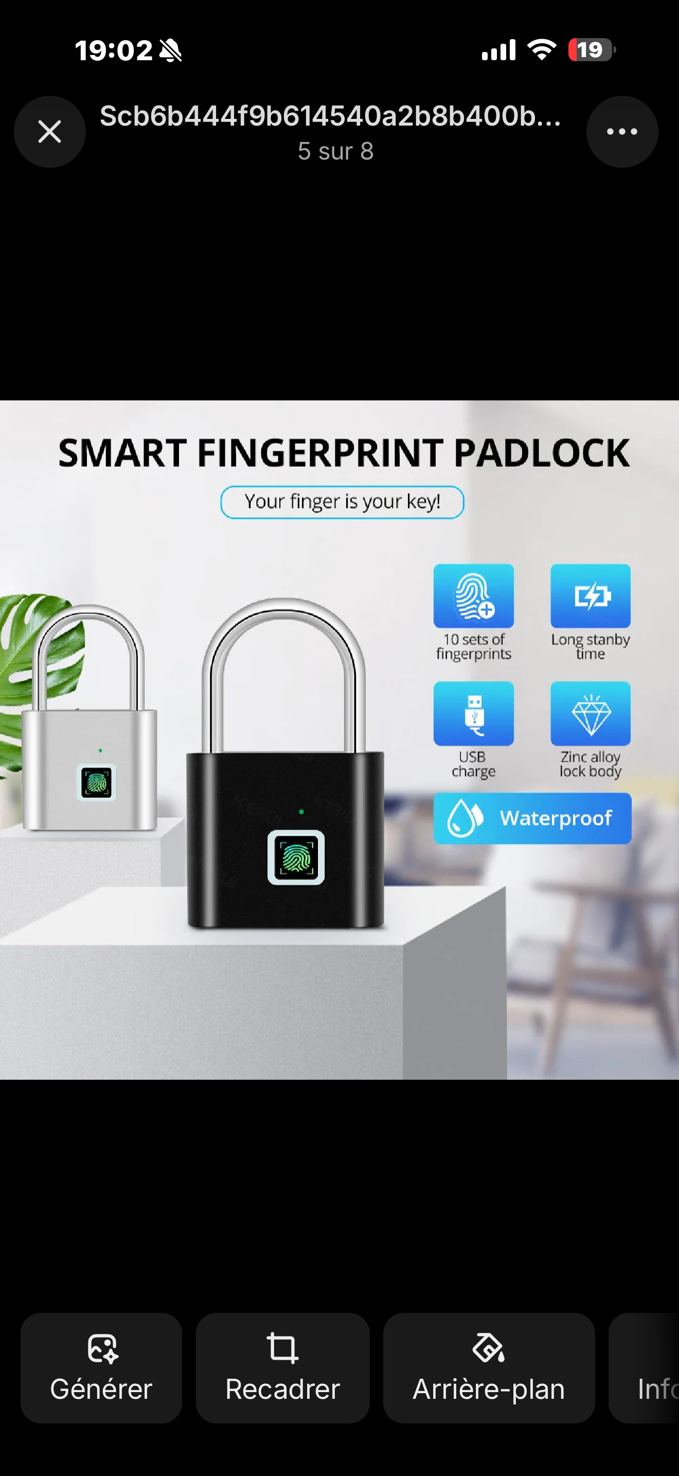 Cadenas Étanche à Empreinte Digitale – Rechargeable USB, Sans Clé