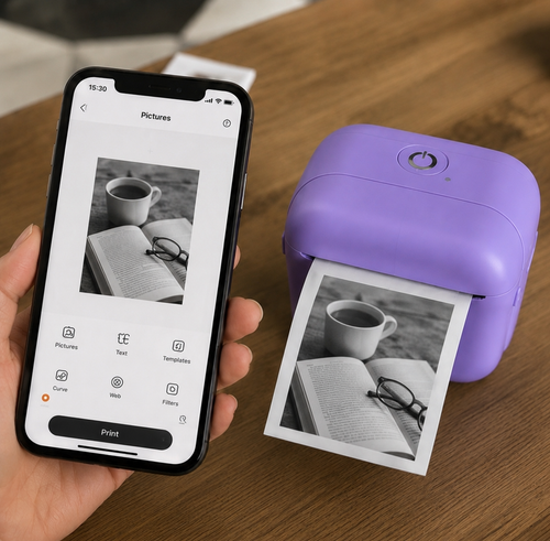 Mini Imprimante Thermique Portable Sans Encre Bluetooth iOS & Android